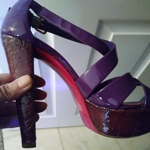 Miu Miu Criss Cross Platform Cork Heel Sandals - Picture 7 of 8